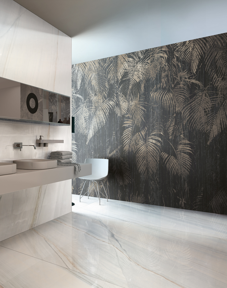 Modern bathroom interior with wash basin against concrete wall