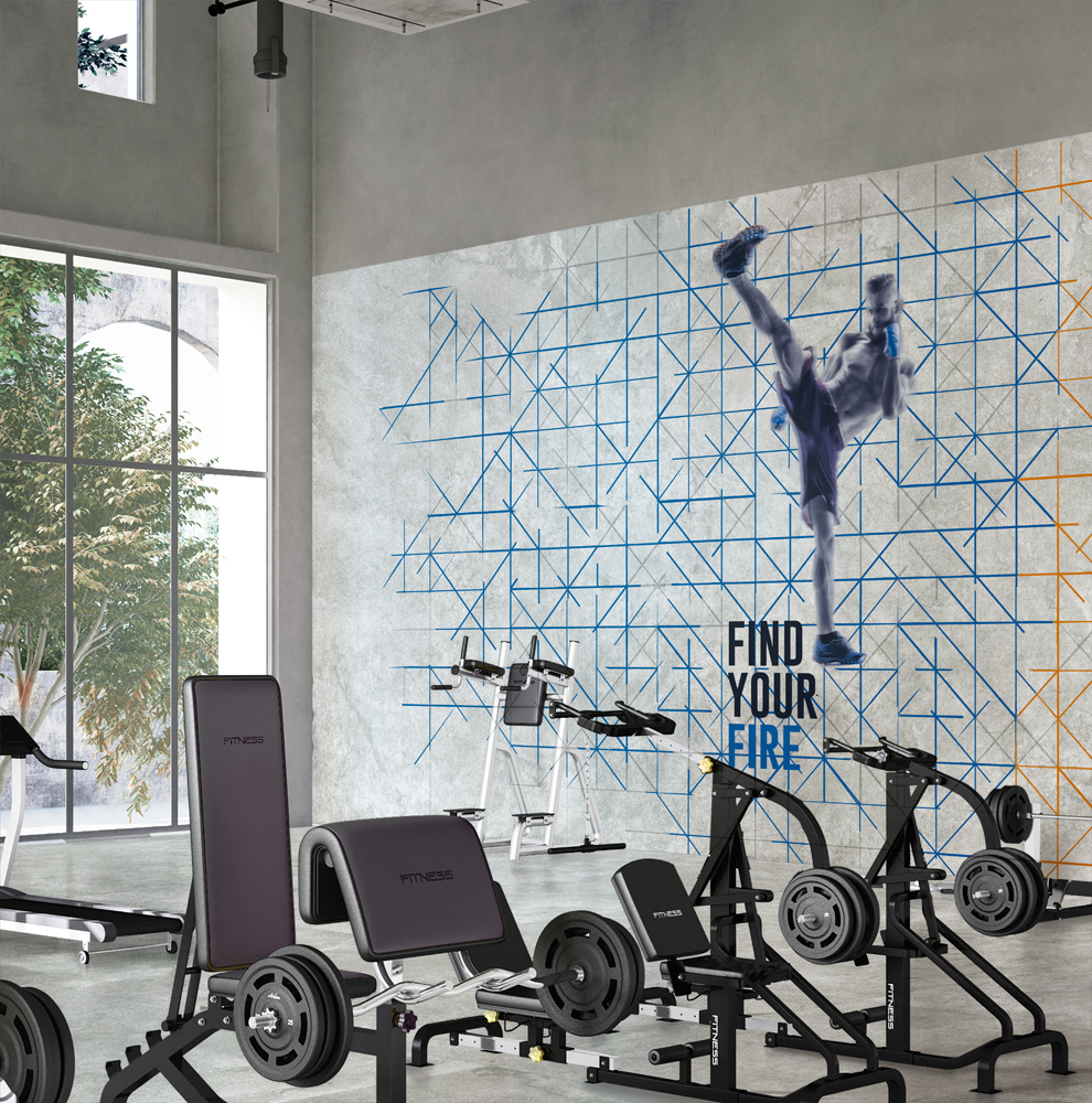 Fitness gym with an industrial setting. 3d rendering